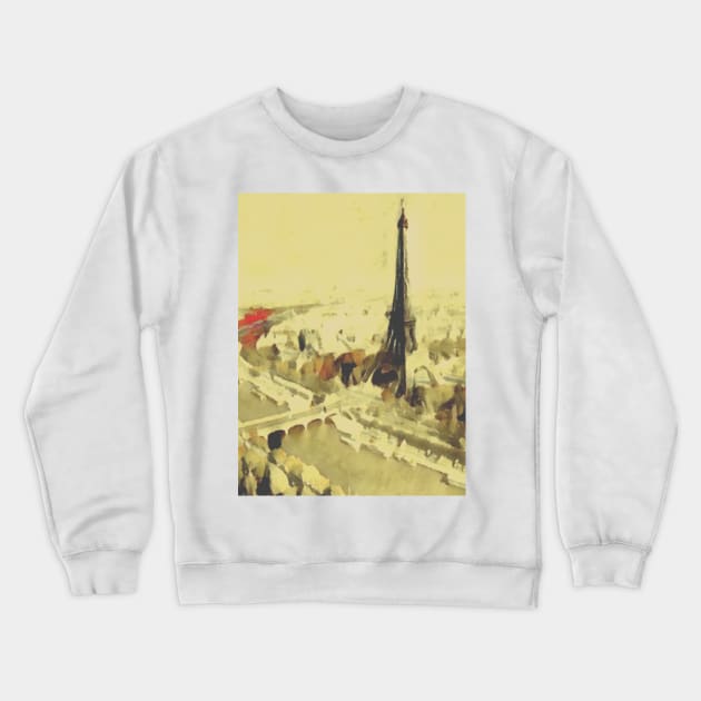 Paris France Eiffel Tower Minimalistic Crewneck Sweatshirt by ChristianShirtsStudios